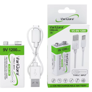 Nabíjecí Li-ion baterie VariCore 9V 1200mAh USB-C + USB-C kabel
