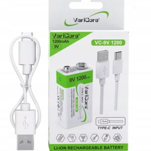 Nabíjecí Li-ion baterie 9V VariCore1200mAh + USB kabel