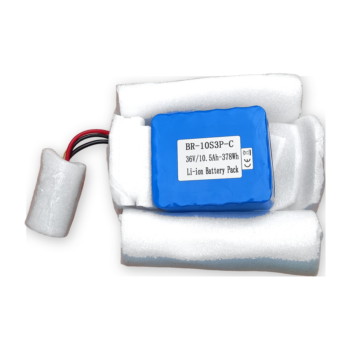 BR-10S3P-C Li-ion bateriový pack 36V 10,5Ah 378Wh, provedení C (Compact) — v ochranném pěnovém balení (AKUPAK, reálná fotka)
