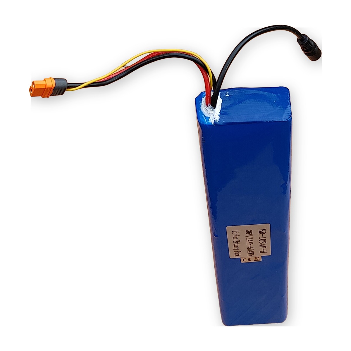 BR-10S4P-H Li-ion bateriový pack 36V 14Ah 504Wh, provedení H (Horizontal, 2 vrstvy) — postavený nastojato se štítkem (AKUPAK, reálná fotka)